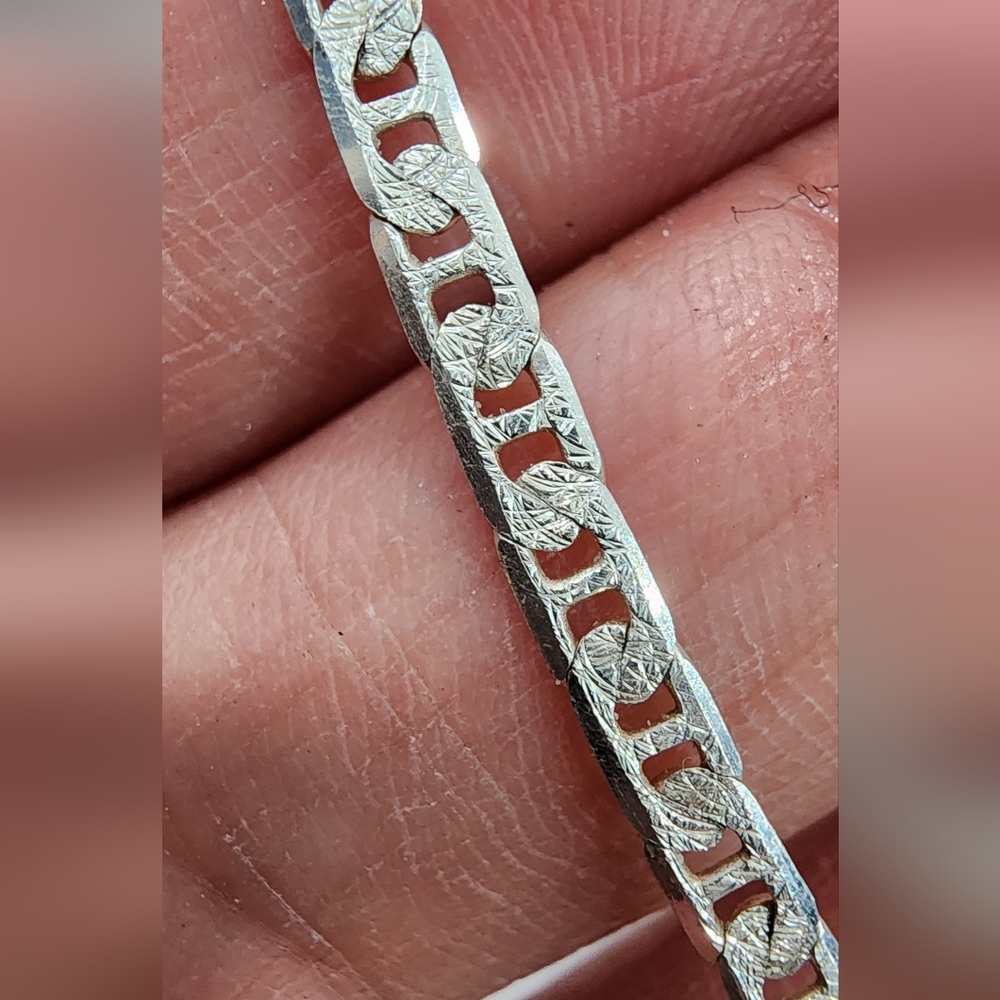 925 sterling diamond cut bracelet with removable 925 solid cross - Picture 7 of 8